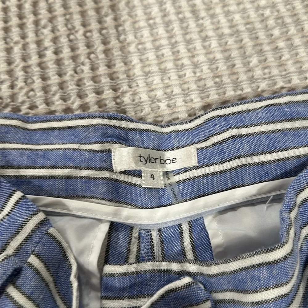 Tyler Boe blue White Striped linen blendConner Stripe Short size 4 - Picture 4 of 6